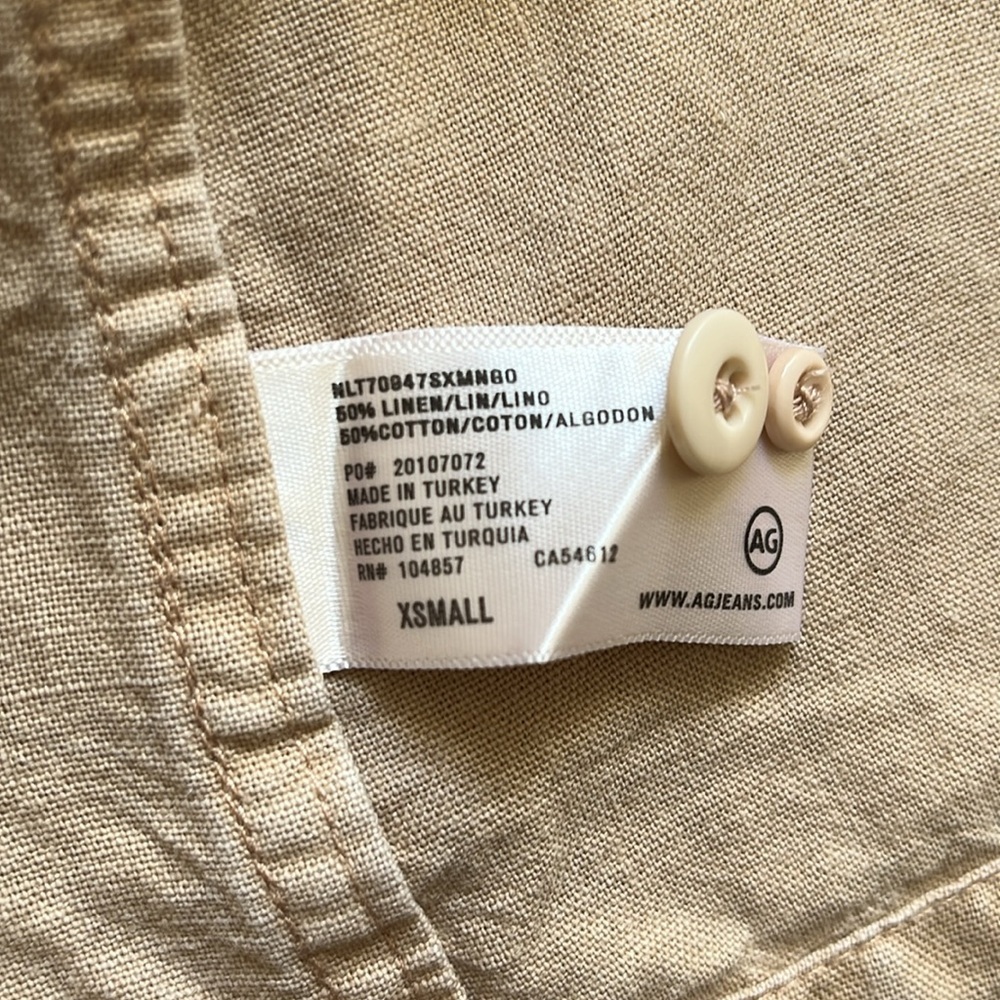 Adriano Goldschmied Cotton & Linen Short Sleeve Camp Shirt in Tan / Beige - Picture 7 of 10